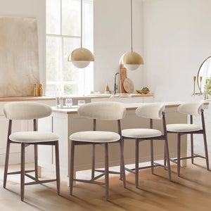 Upholstered Counter Height Bar Stools with Wood Legs
