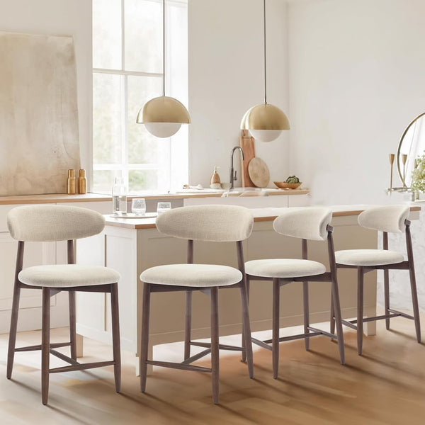 Upholstered Counter Height Bar Stools with Wood Legs