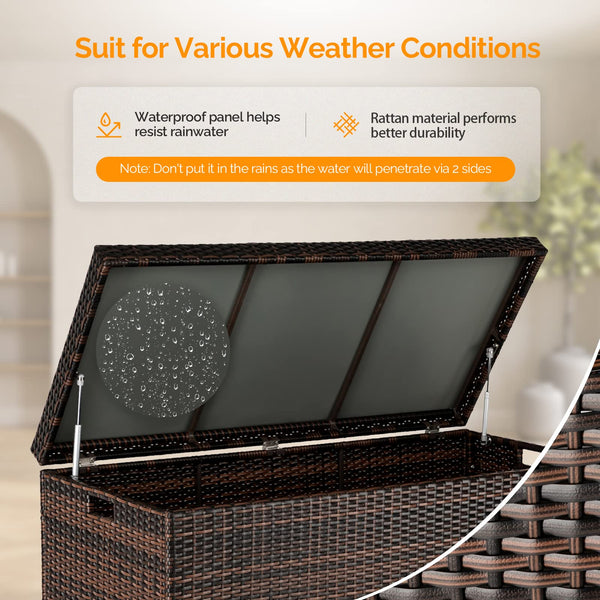 132-Gallon Wicker Outdoor Storage Box