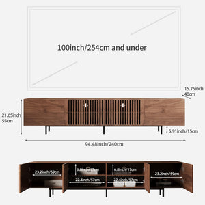Mid-Century Modern TV Stand with 4 Storage Cabinets