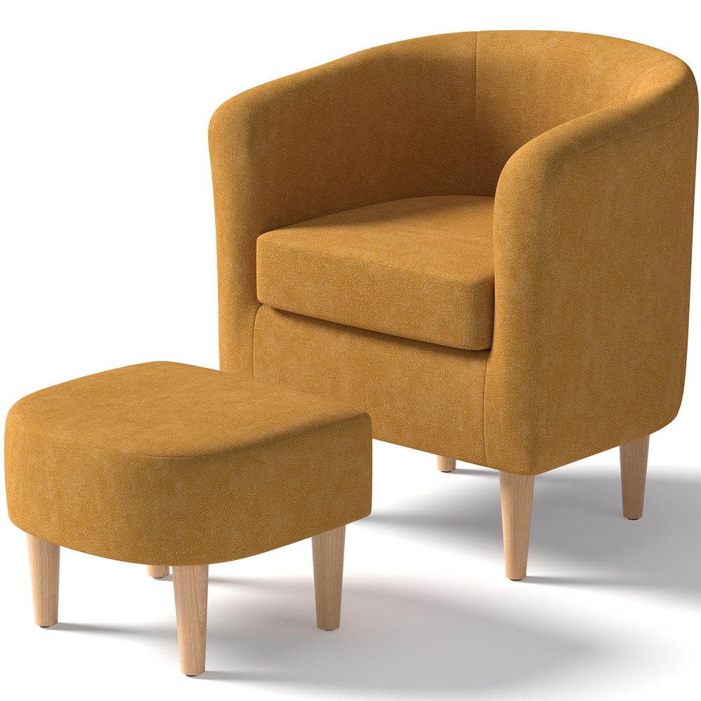Barrel Accent Chair with Ottoman Set