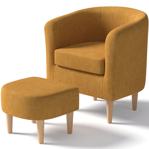 Barrel Accent Chair with Ottoman Set