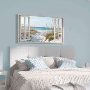 Coastal Ocean Canvas Wall Art – Beach Window Landscape Print