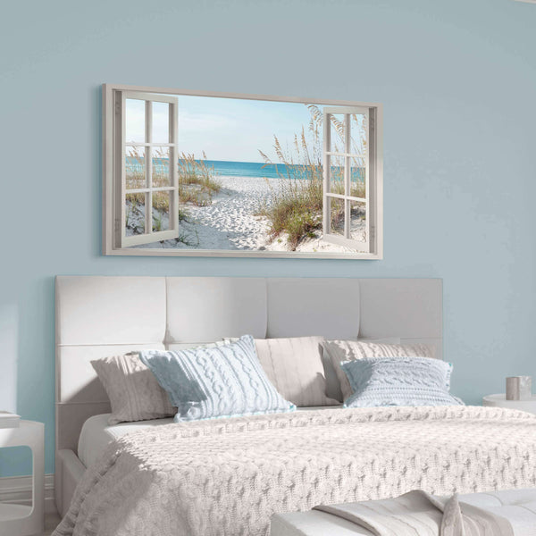 Coastal Ocean Canvas Wall Art – Beach Window Landscape Print