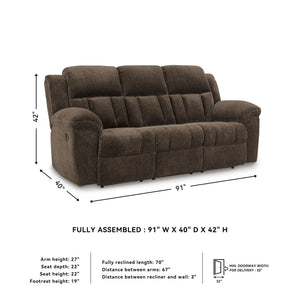 Manual Reclining Sofa – Polyester Upholstery, Pull Tab