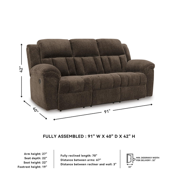 Manual Reclining Sofa – Polyester Upholstery, Pull Tab