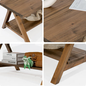 2-Tier Solid Wood Farmhouse Coffee Table