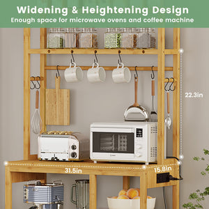 8-Tier Bamboo Bakers Rack with Power Outlets