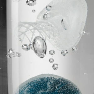 Handmade Glass Jellyfish Decorative Object – Glow in the Dark, Blue, 8.7" Height