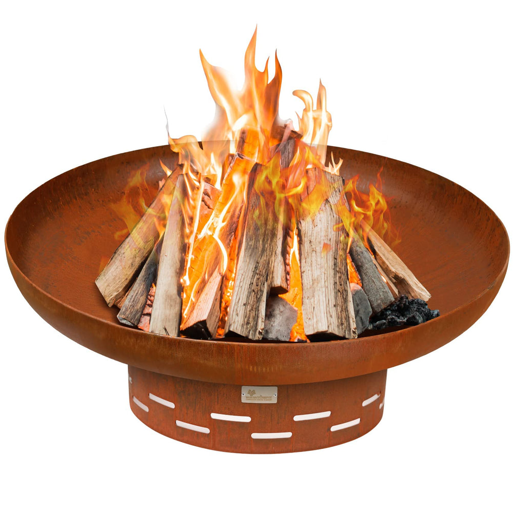 Corten Steel Round Fire Pit Bowl – Outdoor Wood Burning
