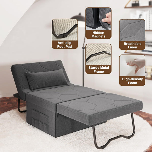 4-in-1 Convertible Sleeper Chair with Adjustable Backrest