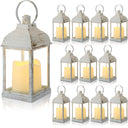 White LED Flameless Candle Lanterns Set of 12 – 10 Inch Battery Operated Indoor Outdoor Hanging Lights
