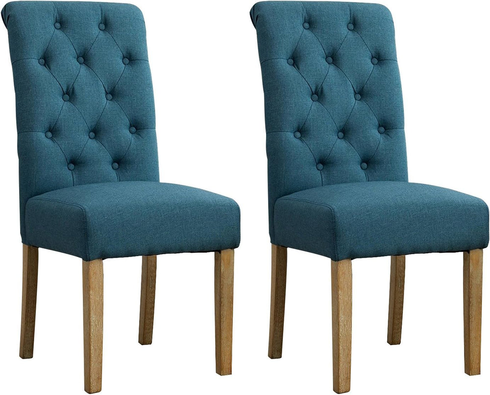 Tufted Parsons Dining Chair Set of 2 – Upholstered High-Back Wood Frame