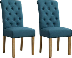 Tufted Parsons Dining Chair Set of 2 – Upholstered High-Back Wood Frame