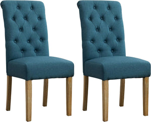 Tufted Parsons Dining Chair Set of 2 – Upholstered High-Back Wood Frame