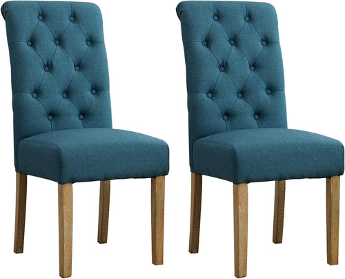 Tufted Parsons Dining Chair Set of 2 – Upholstered High-Back Wood Frame