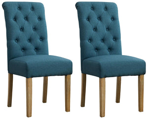 Tufted Parsons Dining Chair Set of 2 – Upholstered High-Back Wood Frame
