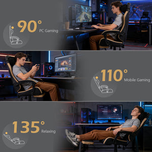 Ergonomic Gaming Chair with Footrest & Recliner