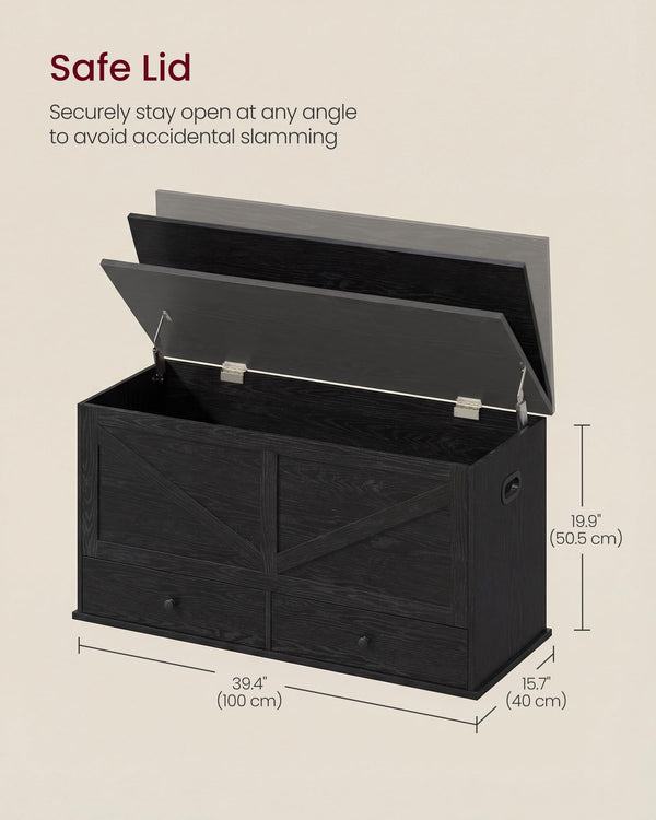 Farmhouse Storage Bench with 2 Fabric Drawers