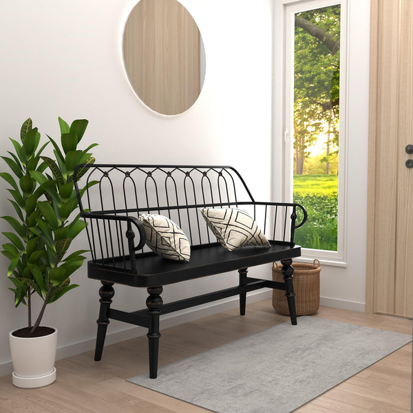 Spindle Back Farmhouse Bench