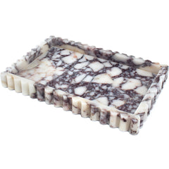 Natural Marble Decorative Tray with Fluted Edge