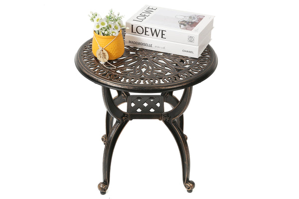 Cast Aluminum Ornate Floral Side Table