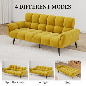 Convertible Futon Sofa Bed – 76.77" Linen Sleeper Couch with Adjustable Backrest