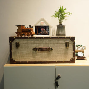 Extra Large Vintage Wooden Storage Box with Hinged Lid