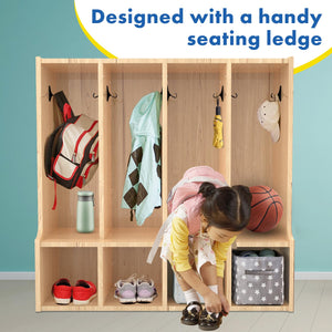 4-Section Kids Coat Locker with Bench