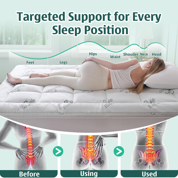 Cooling Memory Foam Mattress Topper with Bamboo Cover