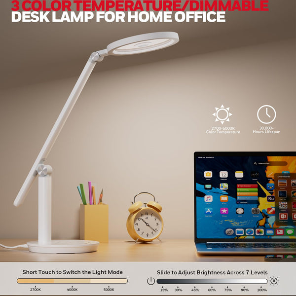LED Desk Lamp 800LM Dimmable Eye-Caring Reading Light with Timer