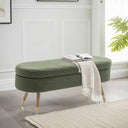 Upholstered Storage Ottoman Bench with Gold Metal Legs