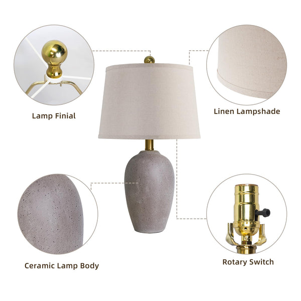 Farmhouse Ceramic Table Lamp Set of 2 with LED Bulbs