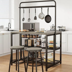 Kitchen Island with Storage & Bakers Rack