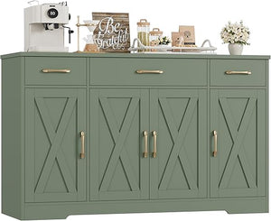 55" Farmhouse Buffet Cabinet with Drawers, Doors & Shelves
