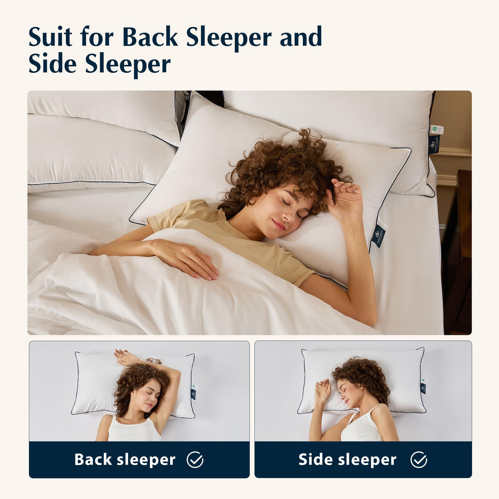 Feather & Down Bed Pillows – Hotel Quality, Cotton Shell