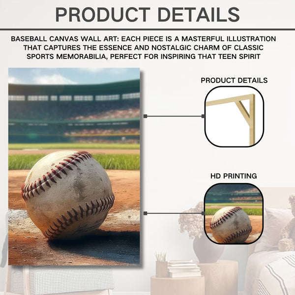 Baseball Canvas Wall Art Set of 3