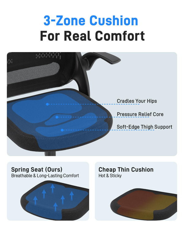 Ergonomic Mesh Office Chair with Flip-Up Arms