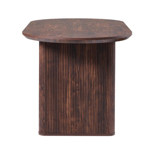 63 Inch Oval Dining Table for 4-6 | Mid-Century Modern Fluted Base Kitchen Table
