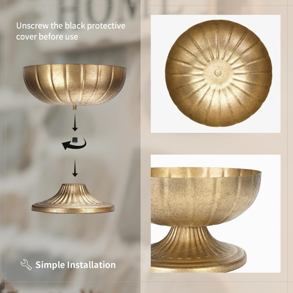 Gold Compote Vase for Centerpiece – Distressed Brass Pedestal Bowl