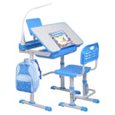 Kids Desk and Chair Set – Height Adjustable with Tilt Desktop, LED Light & Storage