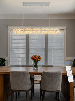 40" Rectangle Crystal Chandelier – Dimmable LED Linear Pendant Light