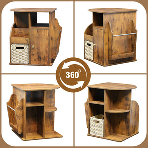 Rotating End Table with Storage & Swivel Base