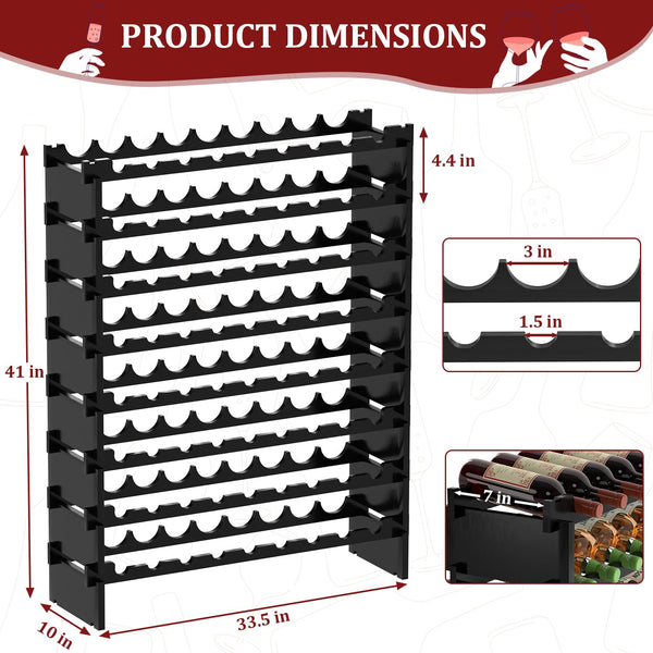 8-Tier Bamboo Wine Rack Freestanding Floor – 72 Bottle Holder