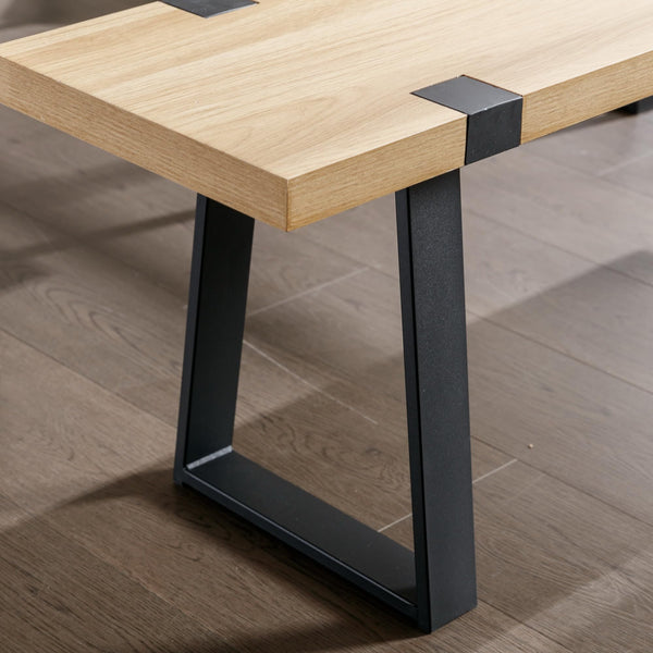 60-Inch Industrial Wooden Dining Bench with Metal Legs