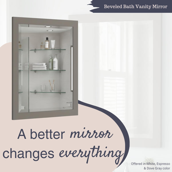 24" x 30" Beveled Bathroom Vanity Mirror – Wood Frame
