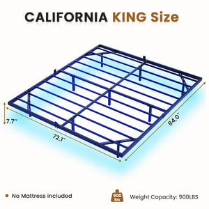 Floating Bed Frame with LED Lights – Metal Platform, Multiple Sizes