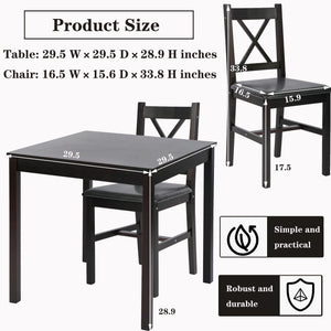 3-Piece Solid Wood Dining Table Set with Upholstered Chairs