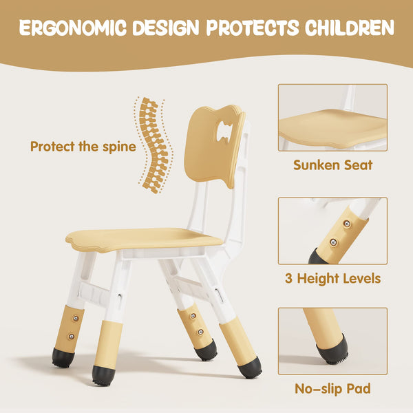 Kids Height-Adjustable Table and 4 Chairs Set with Graffiti Desktop