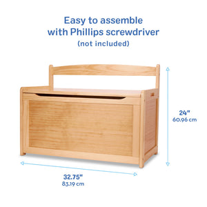 Wooden Toy Chest with Safety-Hinged Lid